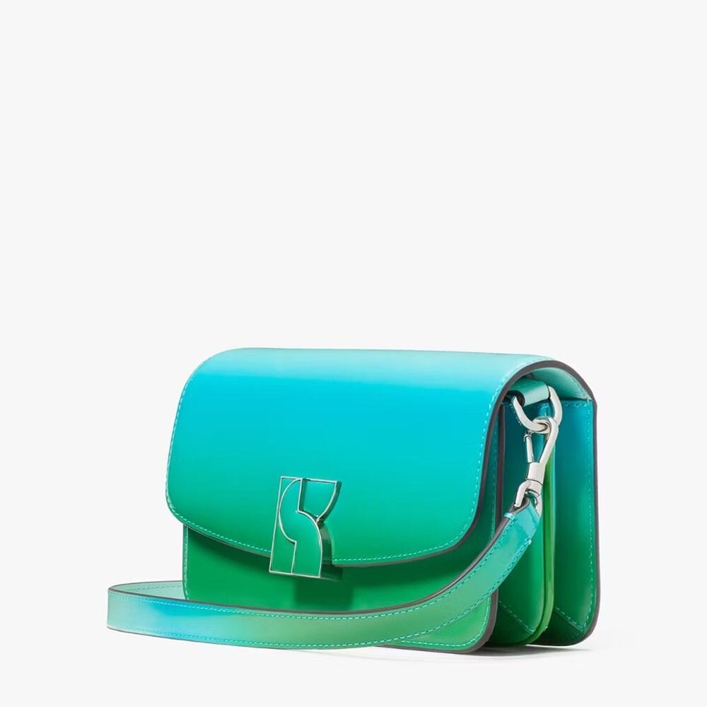 Kate Spade Dakota Ombre Patent Leather Small Crossbody green teal  sleek